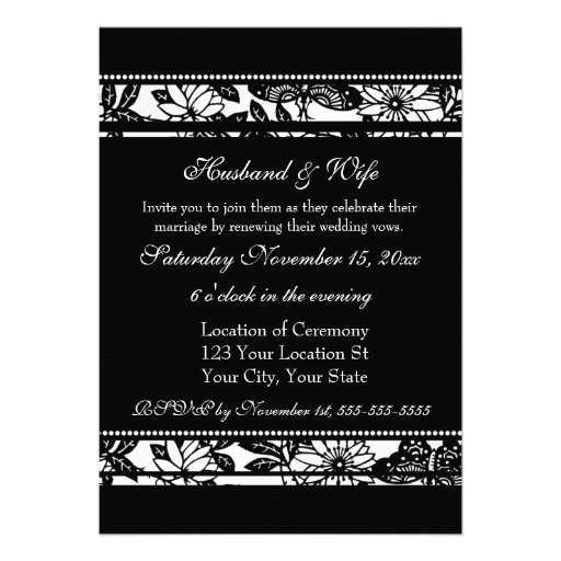 Black & White Wedding Vow Renewal Invitations