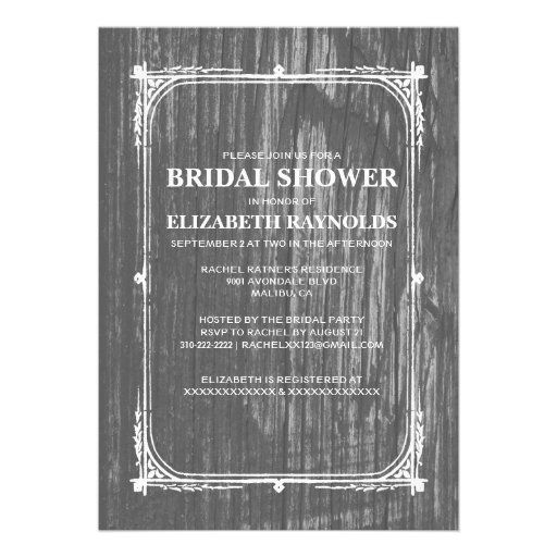 Black White Western Barn Wood Bridal Shower Invite