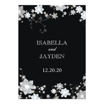 Black & White Winter Christmas Wedding Invitations