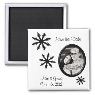 Black & White Winter Wedding Save the Date Magnet