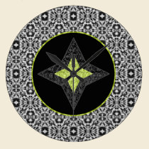 black & white with neon star pattern wall clock wall clocks