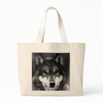 Black & White Wolf Tote Bag