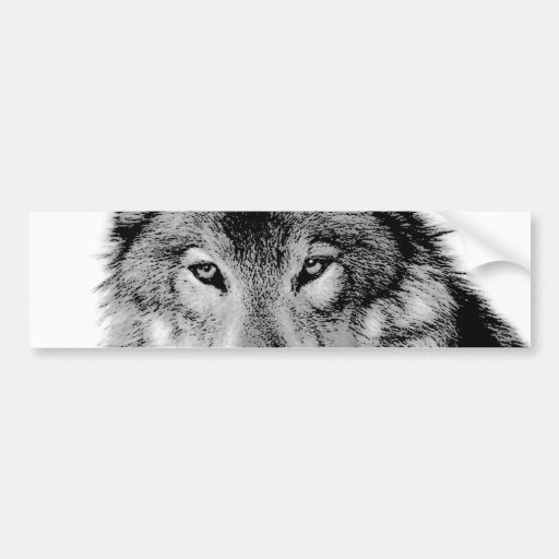 Black & White Wolf Bumper Sticker Zazzle