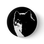 Black & White Wolf Pinback Button