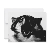 Black & White Wolf Personalized Invites