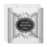 Black White Womans 40th Birthday Party Invitations