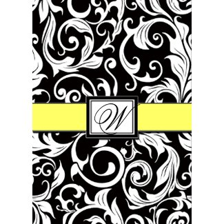 Black White & Yellow Damask Wedding Invitations invitation