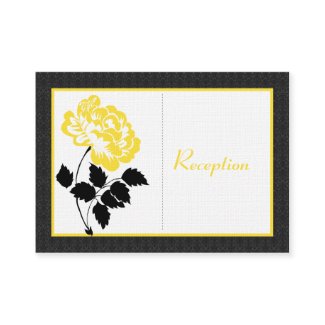 Black, White, Yellow Peony on Linen Enclosure Card profilecard