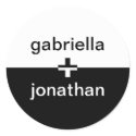 Black white yin yang plus custom name favor seal sticker