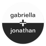 Black white yin yang plus custom name favor seal round sticker