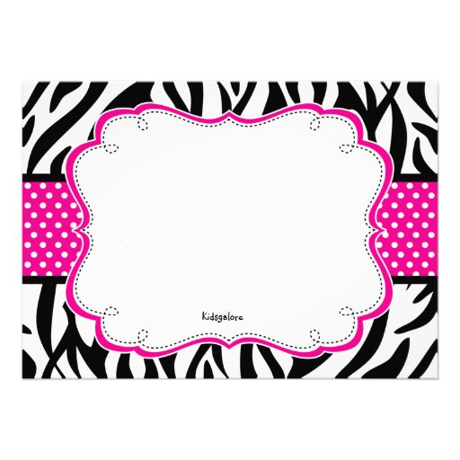 Black & White Zebra Girls First Birthday Invite