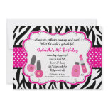 Black & White Zebra Girls Spa Invite invitations