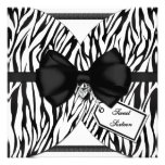 Black White Zebra Invite Ribbon & Jeweled Bow