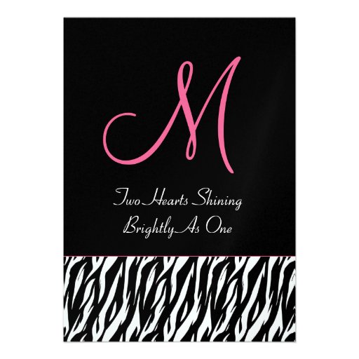 Black White Zebra Pink Accents Wedding Metallic Custom Announcement