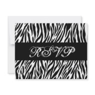 Black White Zebra Print RSVP Wedding Response Card invitation