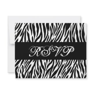 Black White Zebra Print RSVP Wedding Response Card invitation