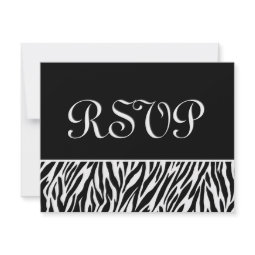 Black White Zebra Print RSVP Wedding Response Card invitation
