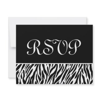 Black White Zebra Print RSVP Wedding Response Card invitation