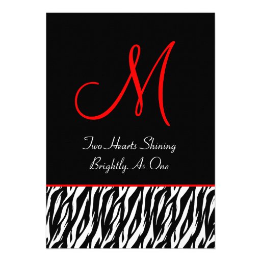 Black White Zebra Red Accents Wedding Z002 Custom Invite