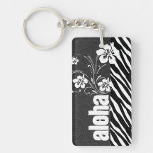 Black & White Zebra Stripes; Aloha Key Chains