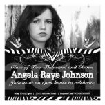 Black & White Zebra Stripes Graduation Invitation