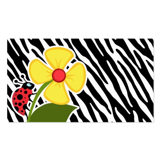 Black & White Zebra Stripes; Ladybugs Business Card Template