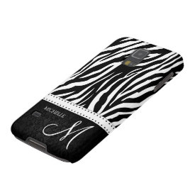Black & White Zebra stripes with Black damask Galaxy S5 Cases