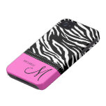 Black & White Zebra stripes with hot pink iPhone 4 Case