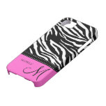 Black & White Zebra stripes with hot pink iPhone 5 Cases