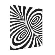BLACK WHITE ZEBRA SWIRLS PATTERNS OPTICAL ILLUSION GALLERY WRAPPED CANVAS