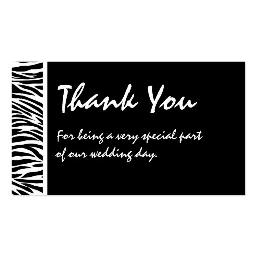 Black White Zebra Wedding Favor Tag Business Card Template