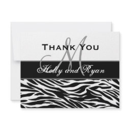 Black White Zebra Wedding Thank You Card invitation