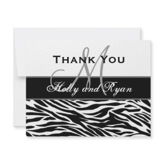 Black White Zebra Wedding Thank You Card invitation