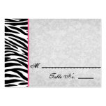 Black White Zebra with Grunge Damask Place Cards Business Card Template