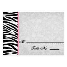 Black White Zebra with Grunge Damask Place Cards Business Card Template