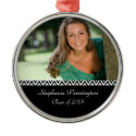 Black white zig zag graduation photo ornament ornament