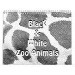 Black &amp; White Zoo Animals Calendar