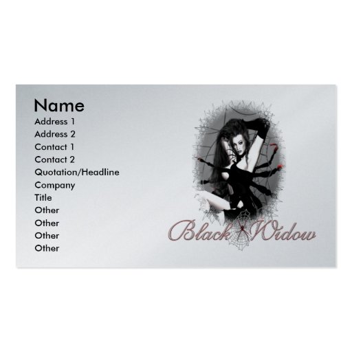 Black Widow Business Cards (front side)