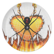Black Widow on Heart of Fire Dinner Plates