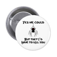Black Widow Pinback Buttons