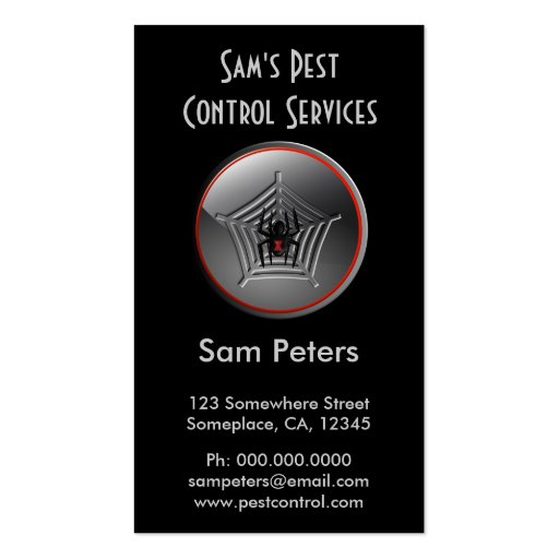 Black Widow Spider Pest Control Business Cards
