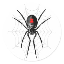 Black Widow Spider Round Stickers