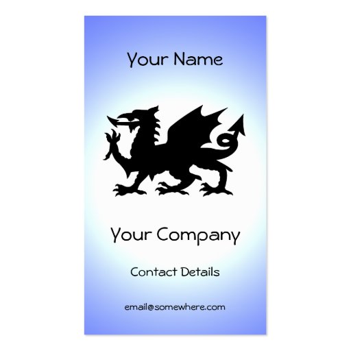 Black Winged Wales Dragon Against Blue Sky Sun Business Card Template (front side)