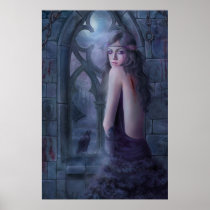 wing, gothic, dark, window, woman, cry, eyes, crow, raven, Poster with custom graphic design