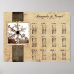 Black Winter Snowflake Wedding Seating Chart Print