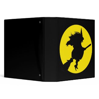 Black witch silhouette against golden full moon binder