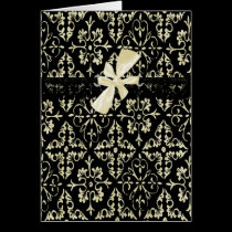 Black with Black Lace and Cream Bow cards