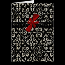 Black with Black Lace and Red Bow cards