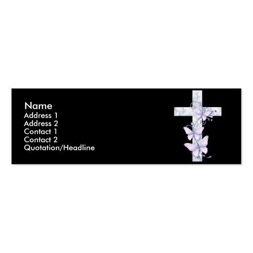 Black with Blue Cross & Butterflies Profile Card Business Card (front side)