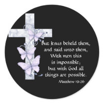 Black with Blue Cross & Butterflies Stickers